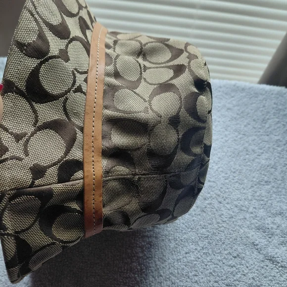Coach Brown Monogram Hat with Orange Interior - Picture 4 of 6